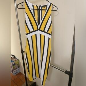 V neck strip print bodycon dress size S
